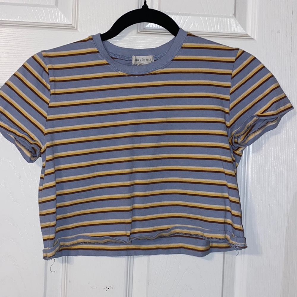 Girls Blue striped crop top